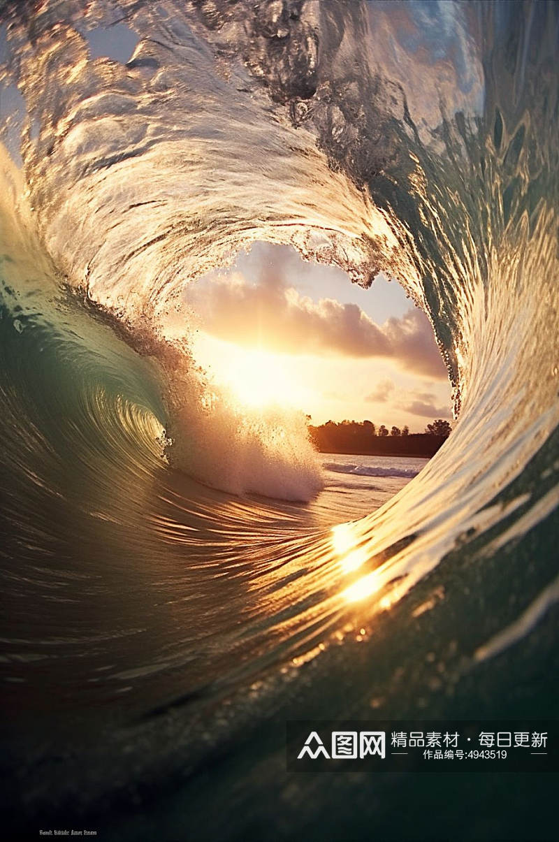 AI数字艺术高清简约大海海浪摄影图片素材