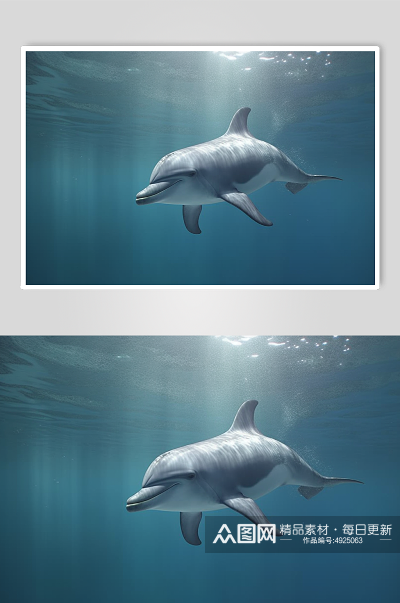 AI数字艺术手绘海豚海洋动物摄影图片素材