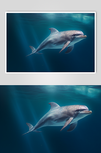AI数字艺术手绘海豚海洋动物摄影图片