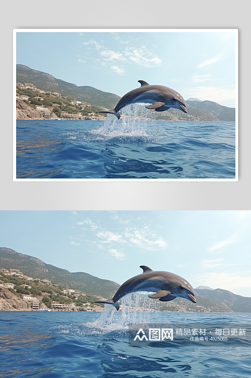 AI数字艺术手绘海豚海洋动物摄影图片素材