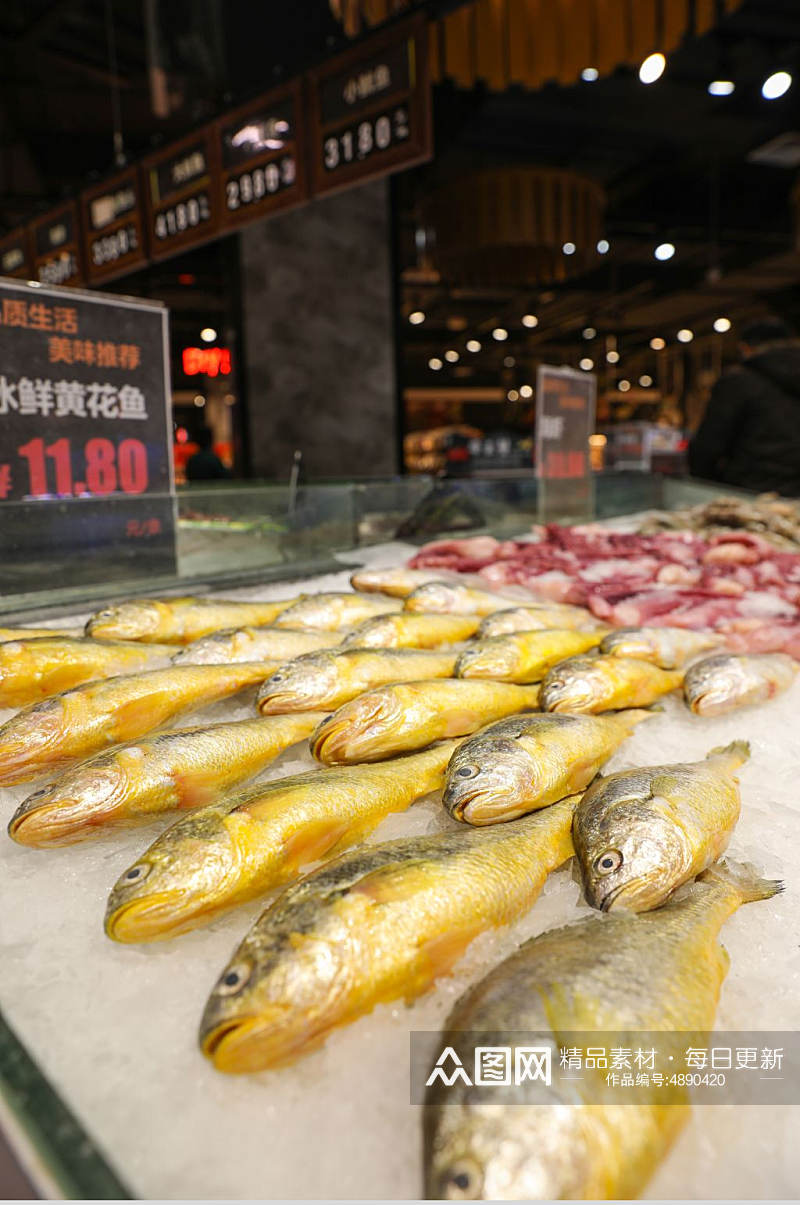 海鲜市场黄花鱼海鲜美食摄影图片素材