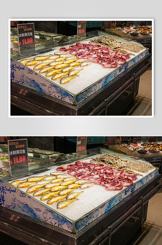 超市冰上海鲜生鲜海产美食摄影图片