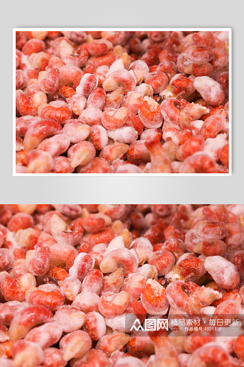 海鲜市场海产水产冰冻龙虾尾摄影图片素材