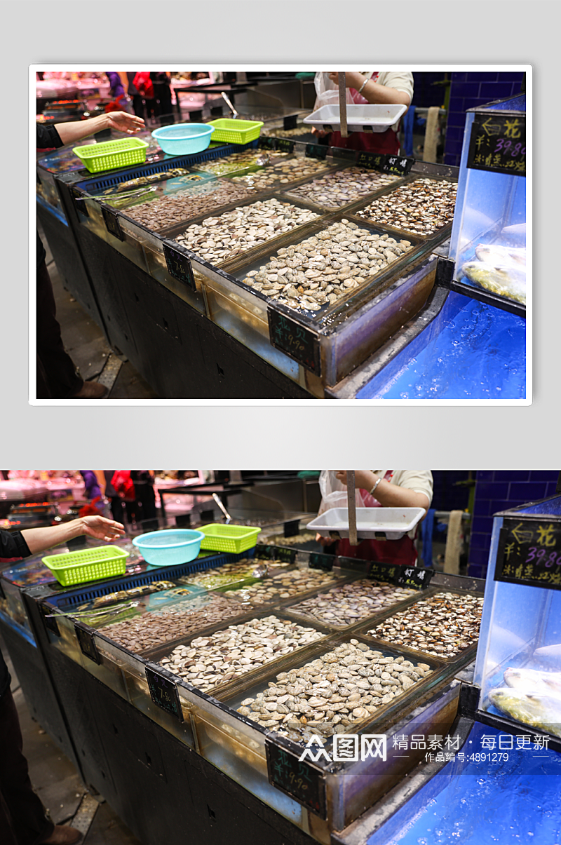 海货生鲜超市海产品海鲜蛤蜊摄影图片素材