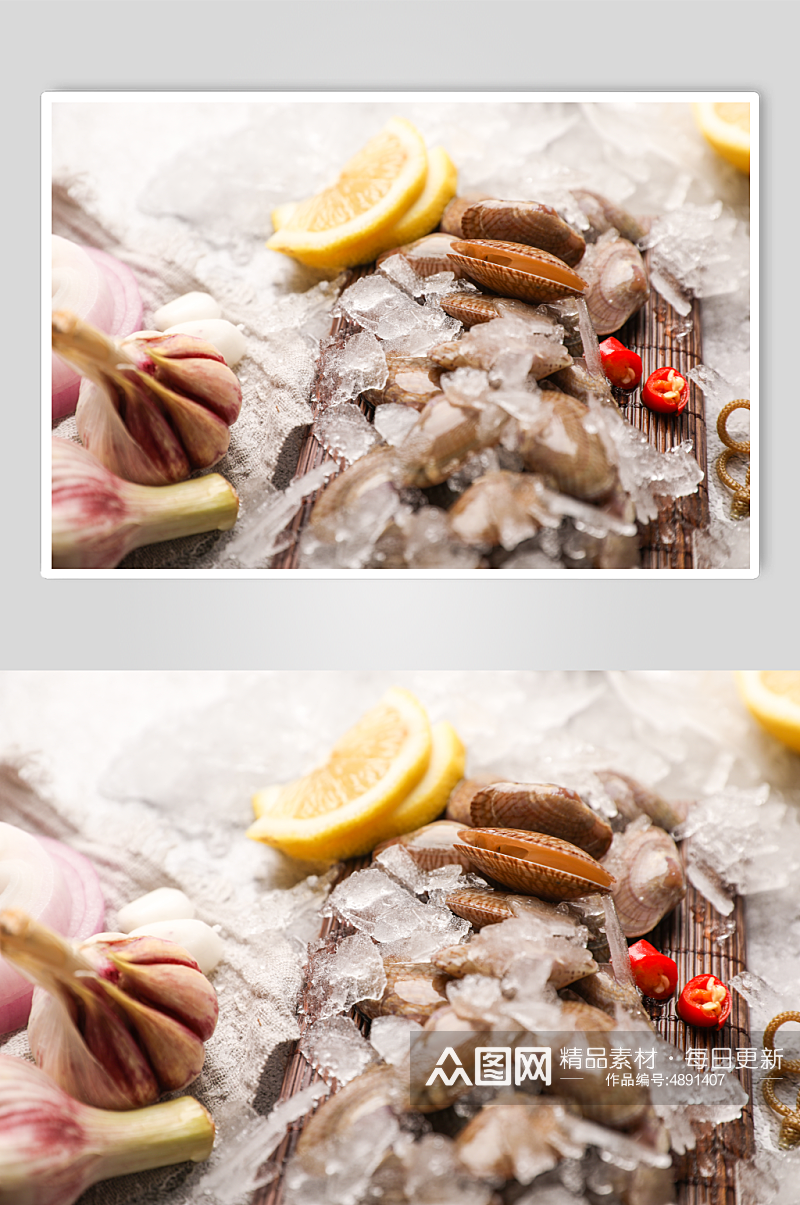 新鲜水产店花甲生鲜海鲜美食摄影图片素材