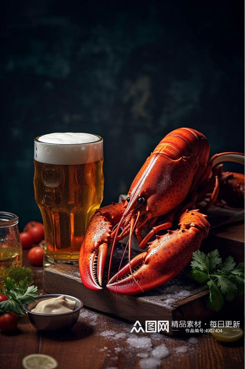 AI数字艺术高清美味海鲜龙虾美食图片素材