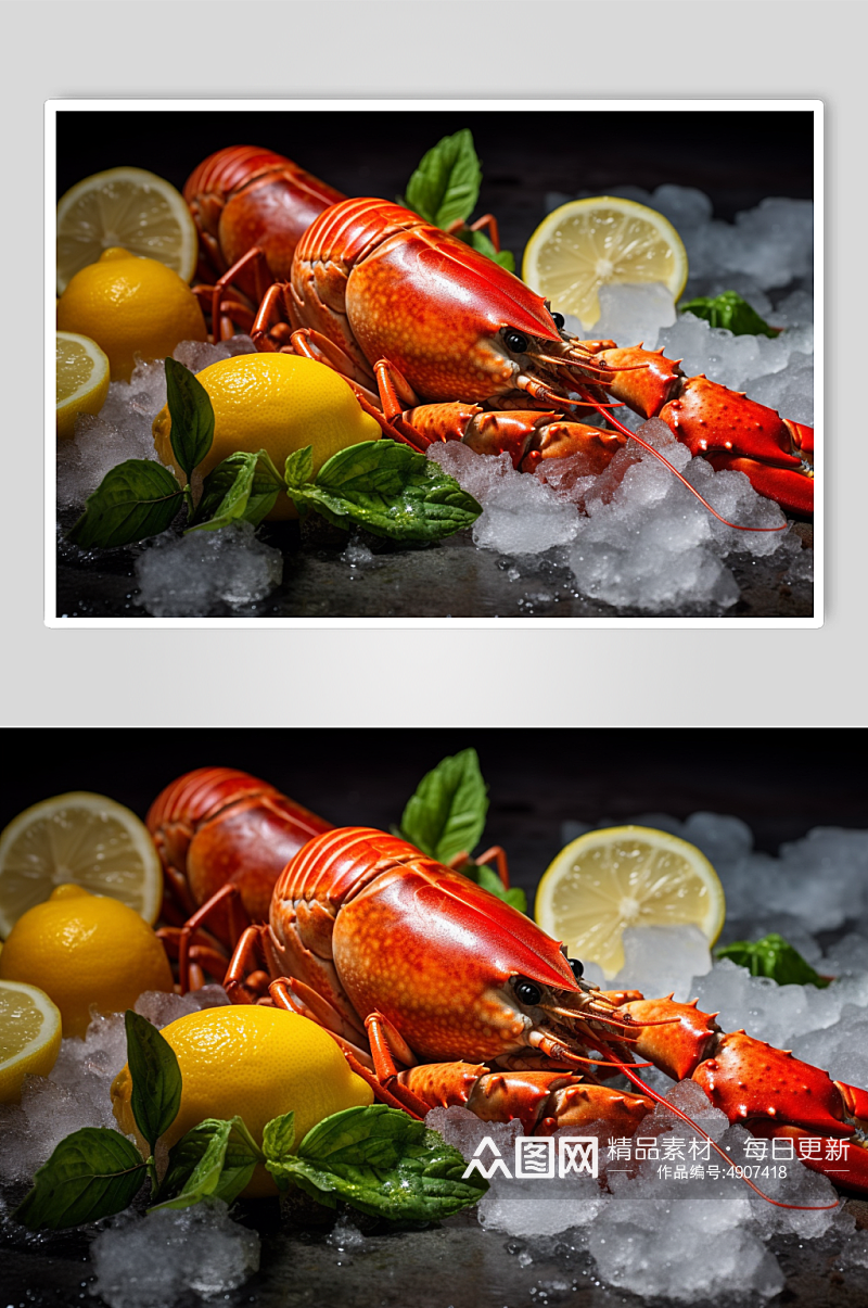 AI数字艺术传统海鲜龙虾美食图片素材