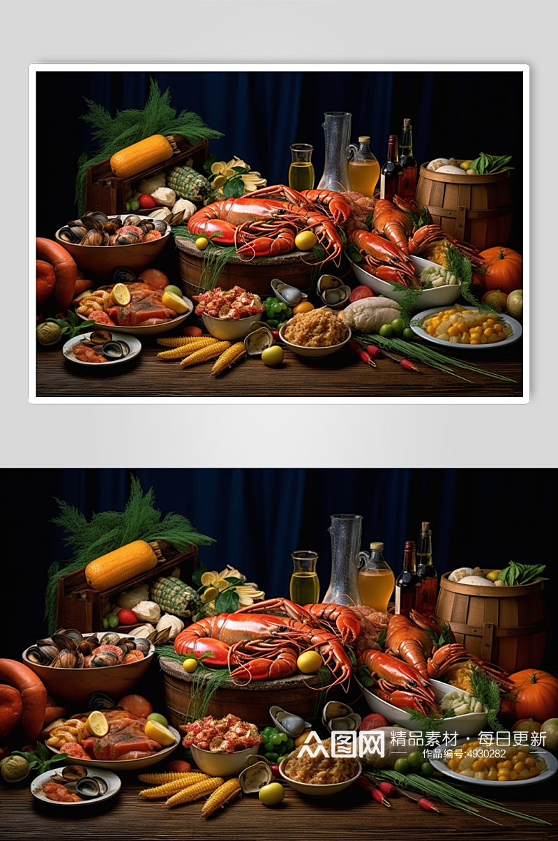 AI数字艺术美味餐厅海鲜拼盘美食摄影图片素材