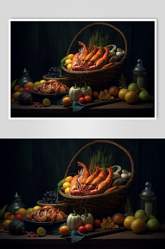 AI数字艺术美味餐厅海鲜拼盘美食摄影图片