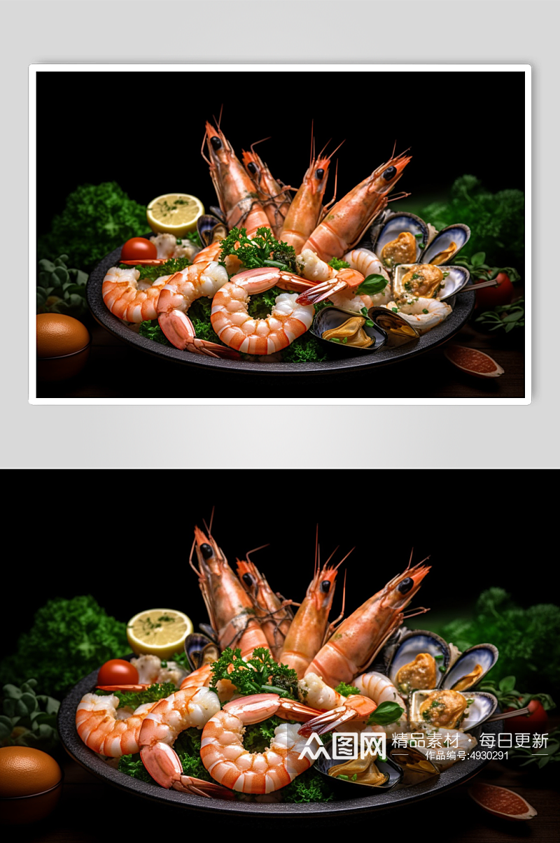 AI数字艺术美味餐厅海鲜拼盘美食摄影图片素材