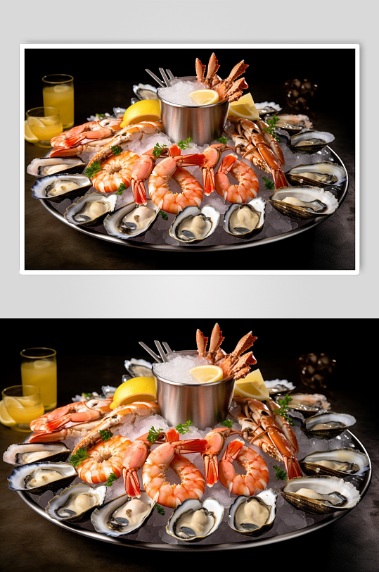 AI数字艺术高清餐厅海鲜拼盘美食摄影图片