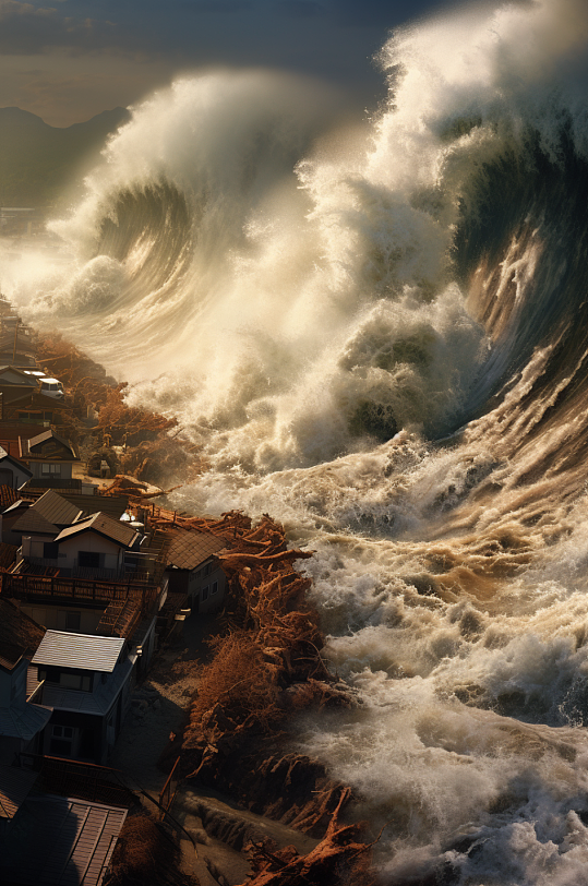 AI数字艺术自然灾害海啸摄影图片-众图网