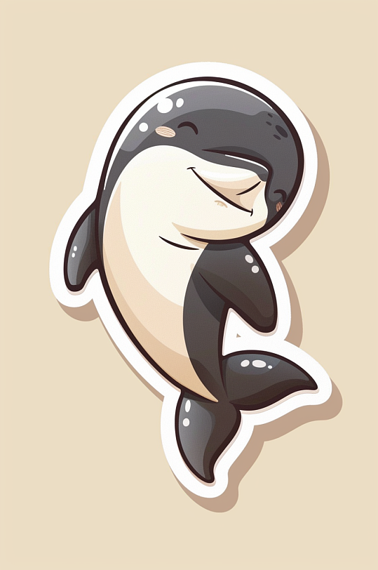 AI数字艺术卡通海洋动物海豚涂鸦插画贴纸-众图网