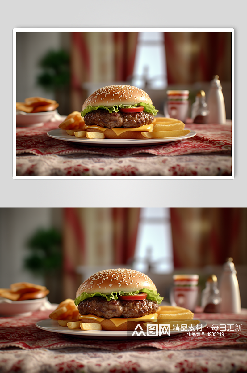 AI数字艺术高清汉堡包快餐美食摄影图片素材