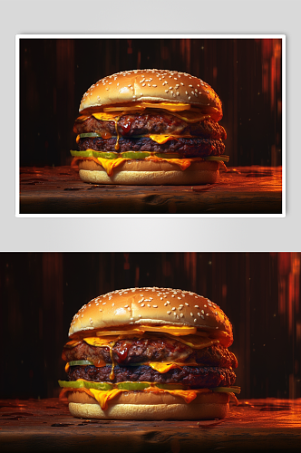 AI数字艺术高清汉堡包快餐美食摄影图片