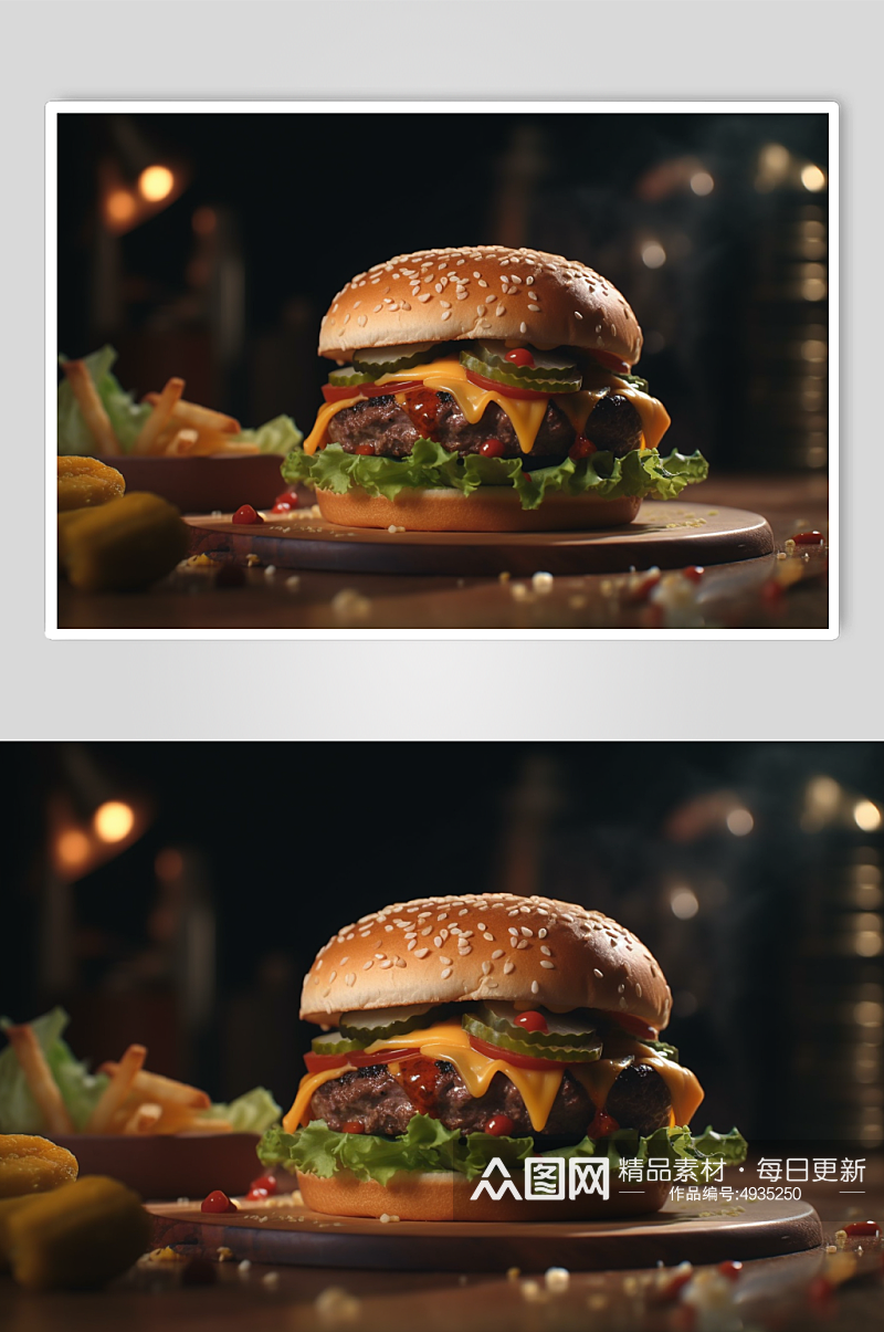 AI数字艺术高清汉堡包快餐美食摄影图片素材