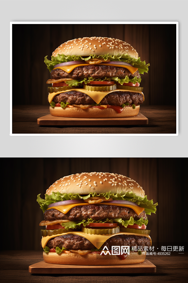 AI数字艺术美味汉堡包快餐美食摄影图片素材