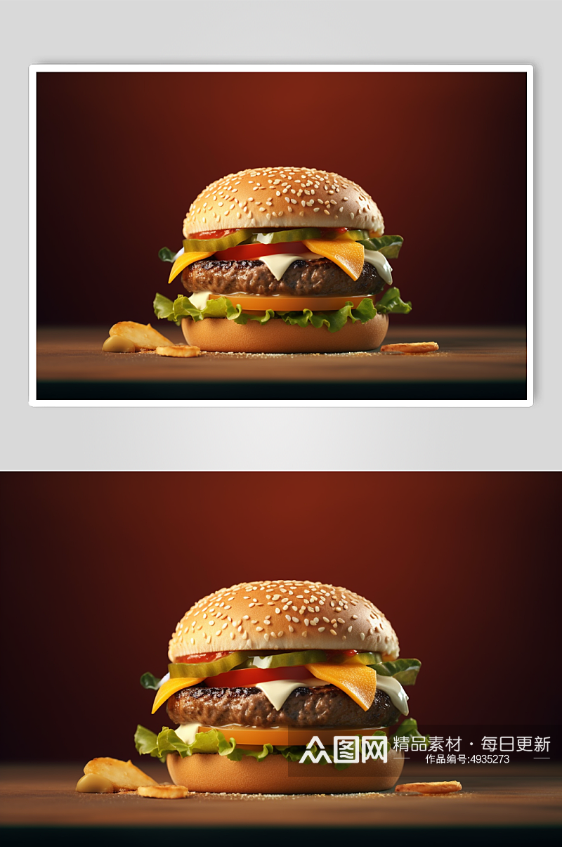 AI数字艺术美味汉堡包快餐美食摄影图片素材