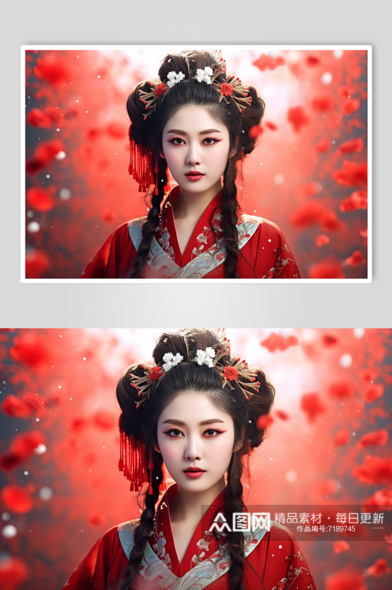 AI数字艺术新年春节汉服肖像人物摄影图素材