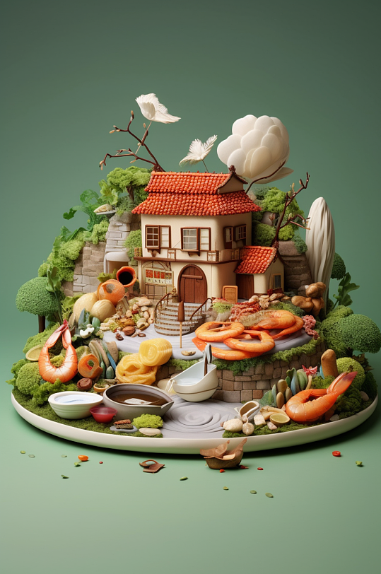 AI数字艺术高清手绘韩国美食插画