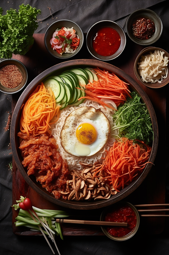 AI数字艺术极简韩国美食摄影图片