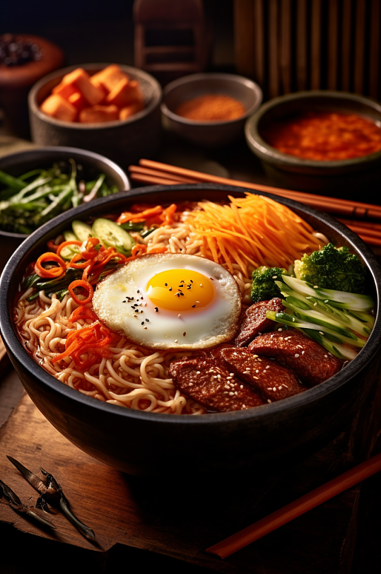 AI数字艺术简约韩国美食摄影图片