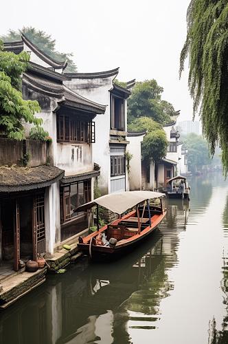AI数字艺术乌镇国内城市杭州景点摄影图片