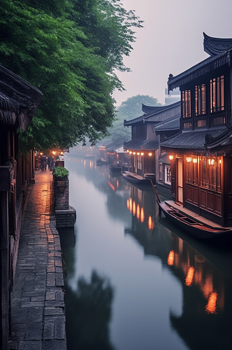 AI数字艺术乌镇国内城市杭州景点摄影图片