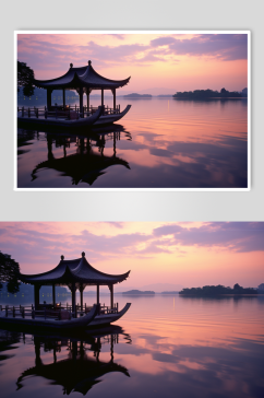 AI数字艺术西湖国内城市杭州风景摄影图片