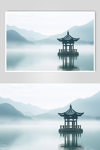 AI数字艺术杭州城市风景图片