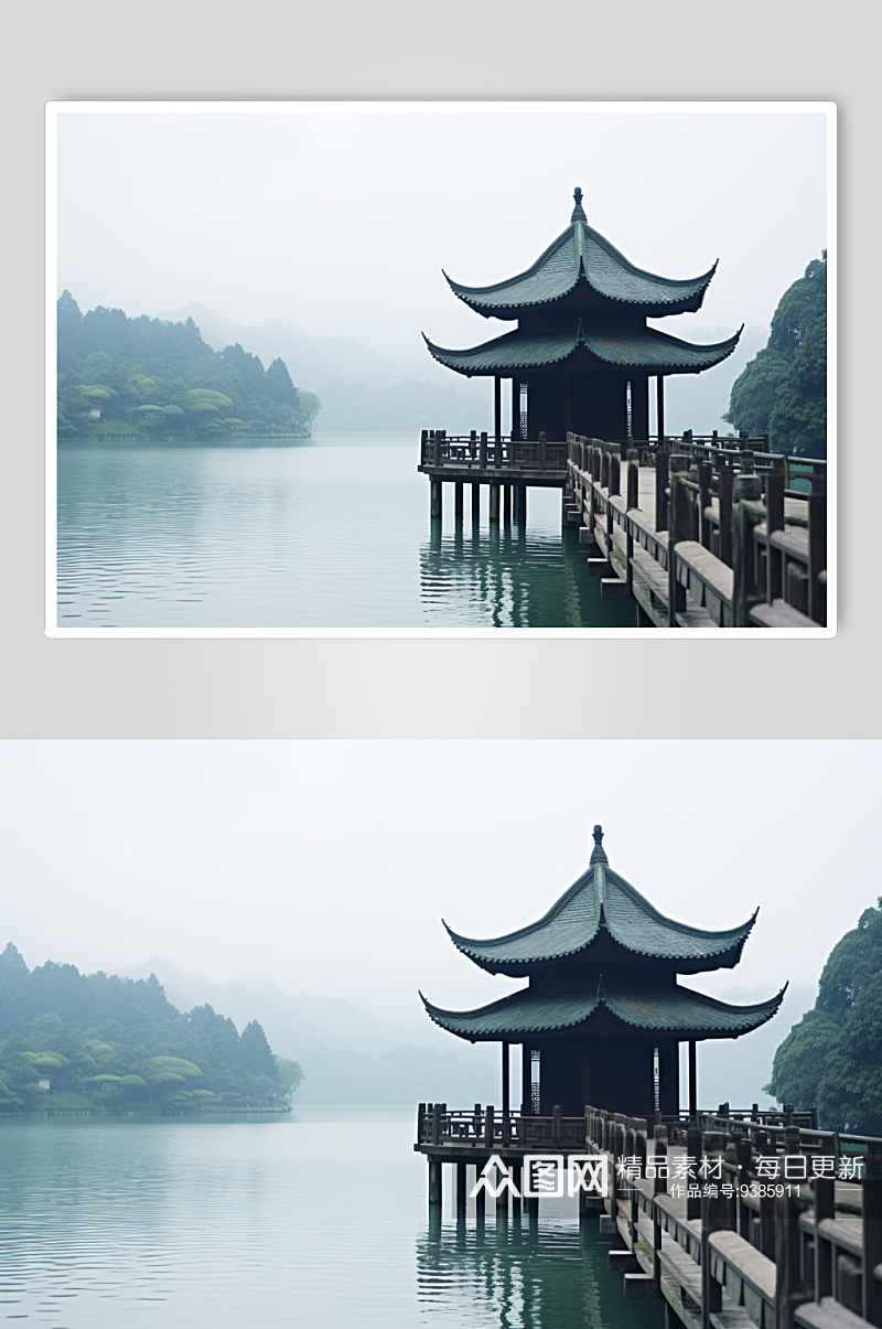 AI数字艺术杭州城市风景图片素材