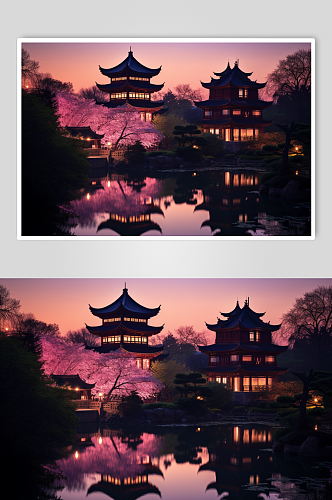 AI数字艺术杭州城市风景图片