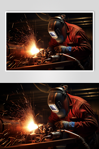 AI数字艺术艺术焊接火花工厂摄影图