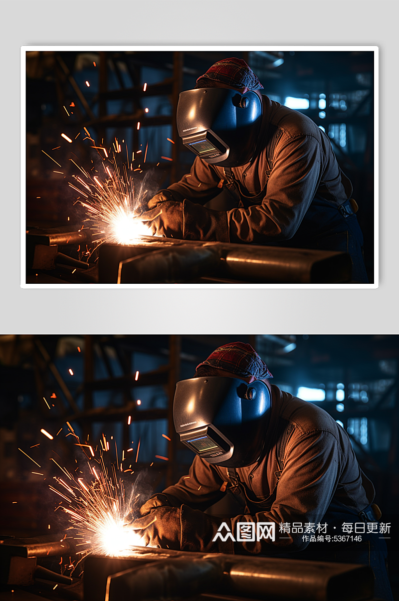 AI数字艺术艺术焊接火花工厂摄影图素材