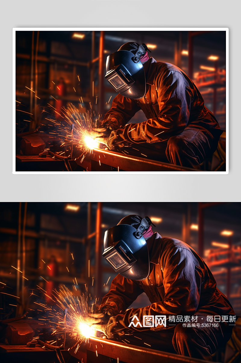 AI数字艺术艺术焊接火花工厂摄影图素材