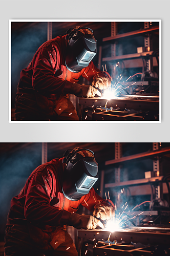 AI数字艺术艺术焊接火花工厂摄影图