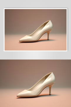AI数字艺术高清白色韩式细跟单鞋摄影图片