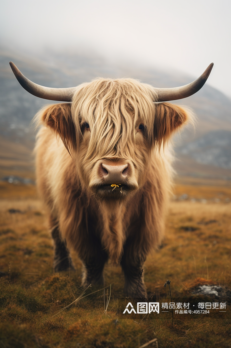 AI数字艺术清晰高原牦牛牲畜动物摄影图片素材