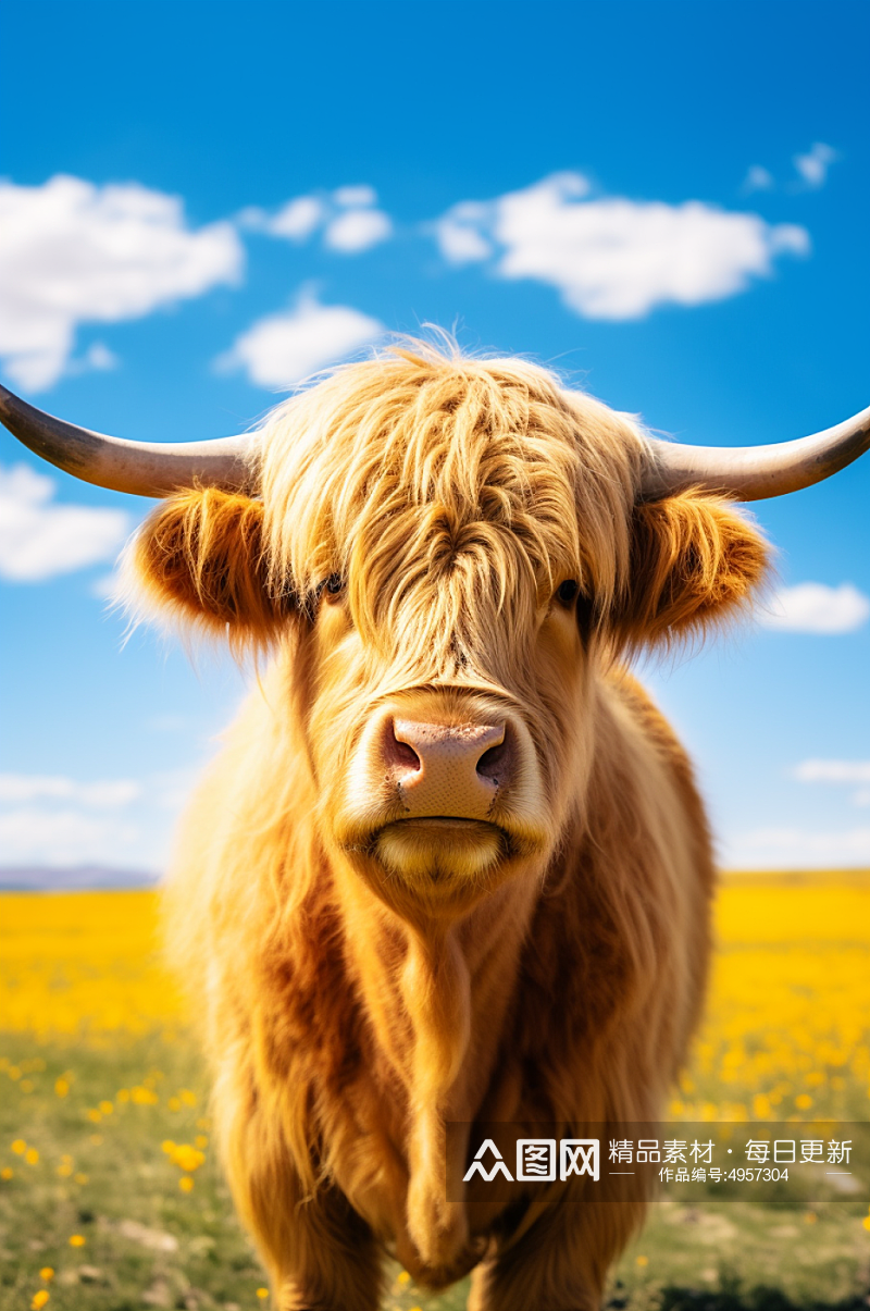 AI数字艺术高清高原牦牛牲畜动物摄影图片素材
