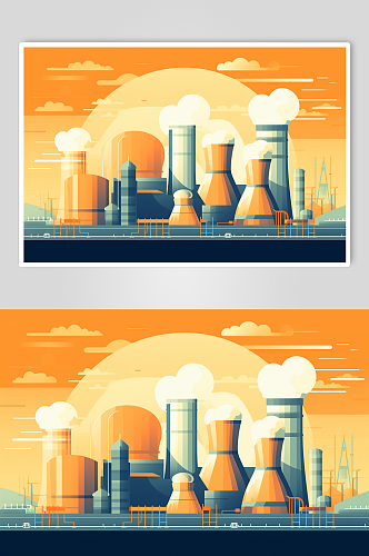 AI数字艺术卡通核电站核反应堆场景插图