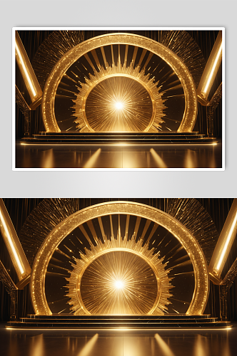 AI数字艺术时尚黑金高级感舞台背景图
