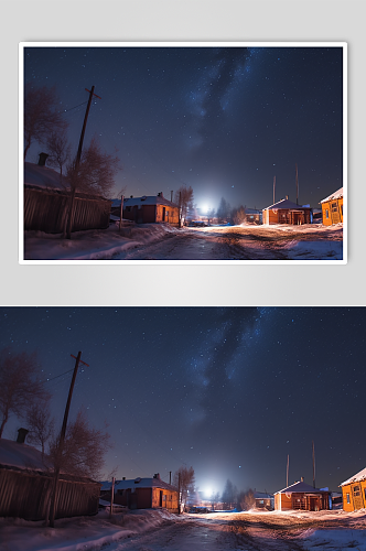 AI数字艺术国内城市黑龙江北极村景点摄影图片