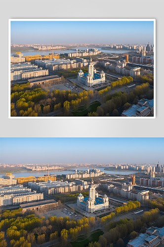 AI数字艺术国内城市黑龙江哈尔滨风景摄影图片