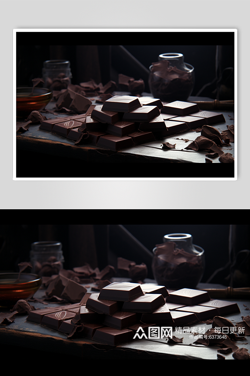AI数字艺术暖冬黑巧克力特写摄影图素材