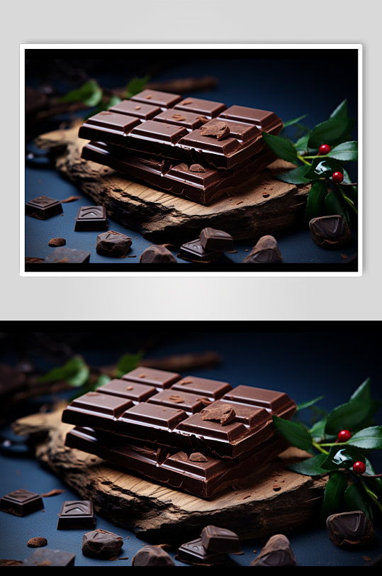 AI数字艺术暖冬黑巧克力特写摄影图