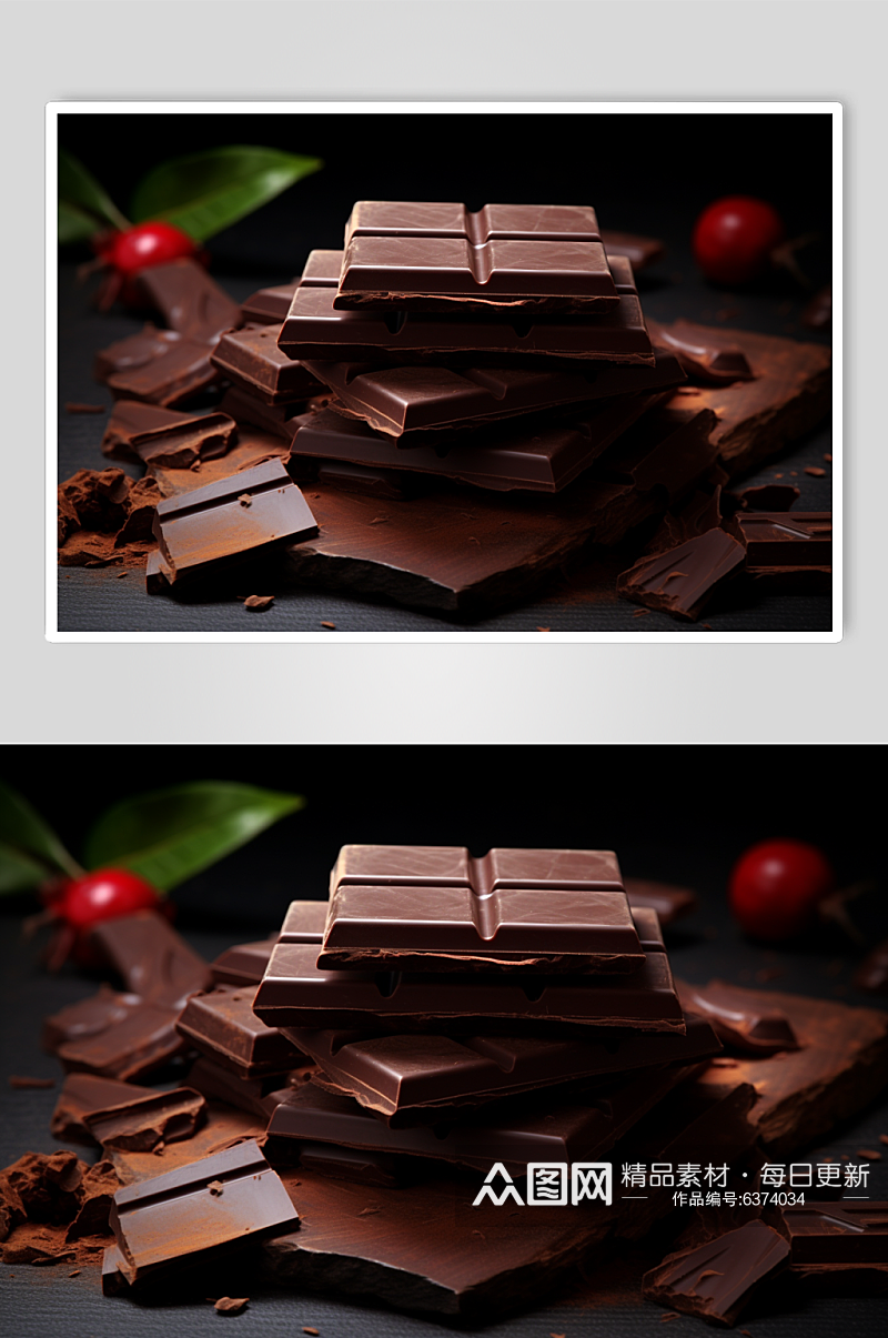AI数字艺术暖冬黑巧克力特写摄影图素材