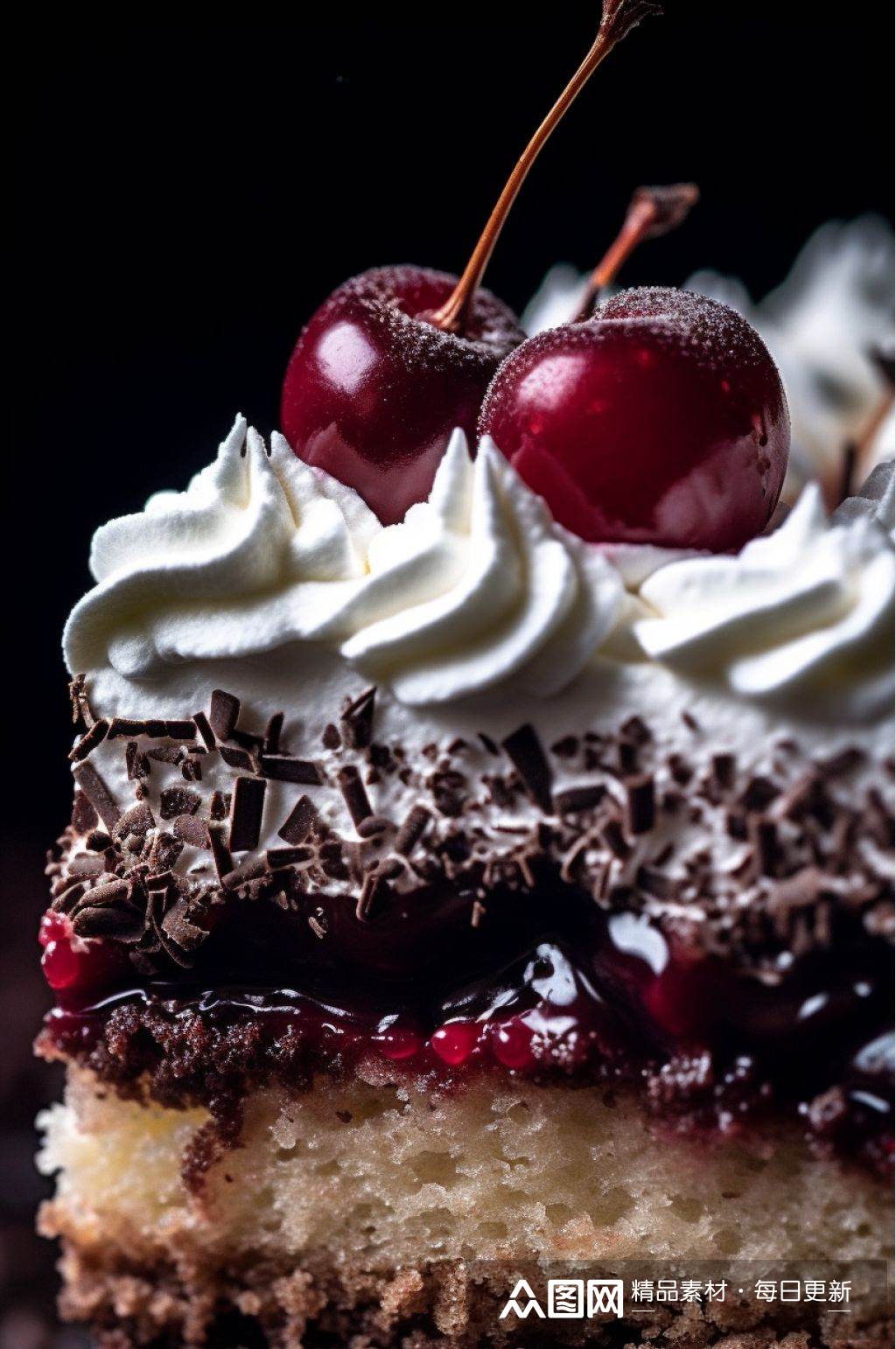 ai数字艺术黑森林巧克力蛋糕甜点摄影图片