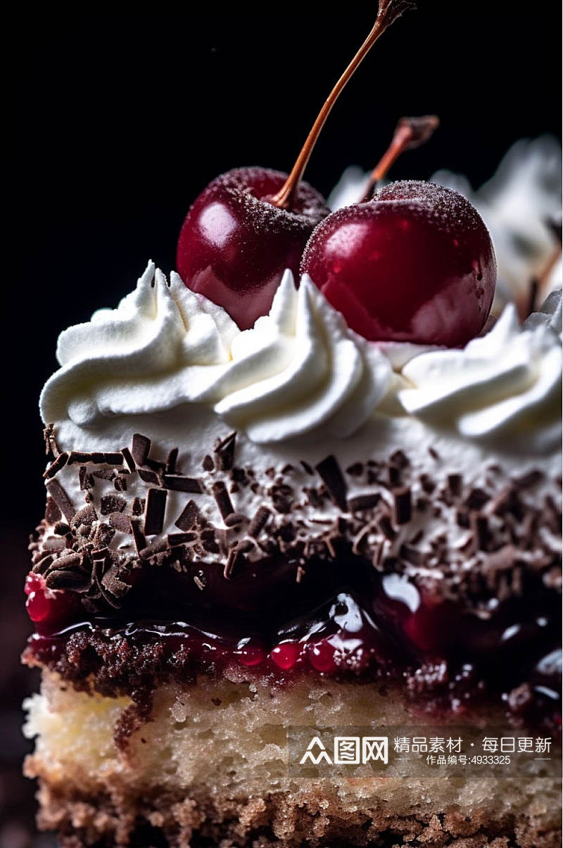 AI数字艺术黑森林巧克力蛋糕甜点摄影图片素材