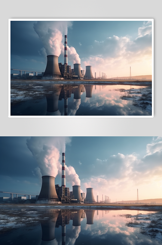 AI数字艺术卡通核能发电工厂新能源摄影图