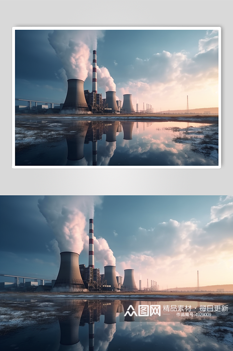 AI数字艺术卡通核能发电工厂新能源摄影图素材